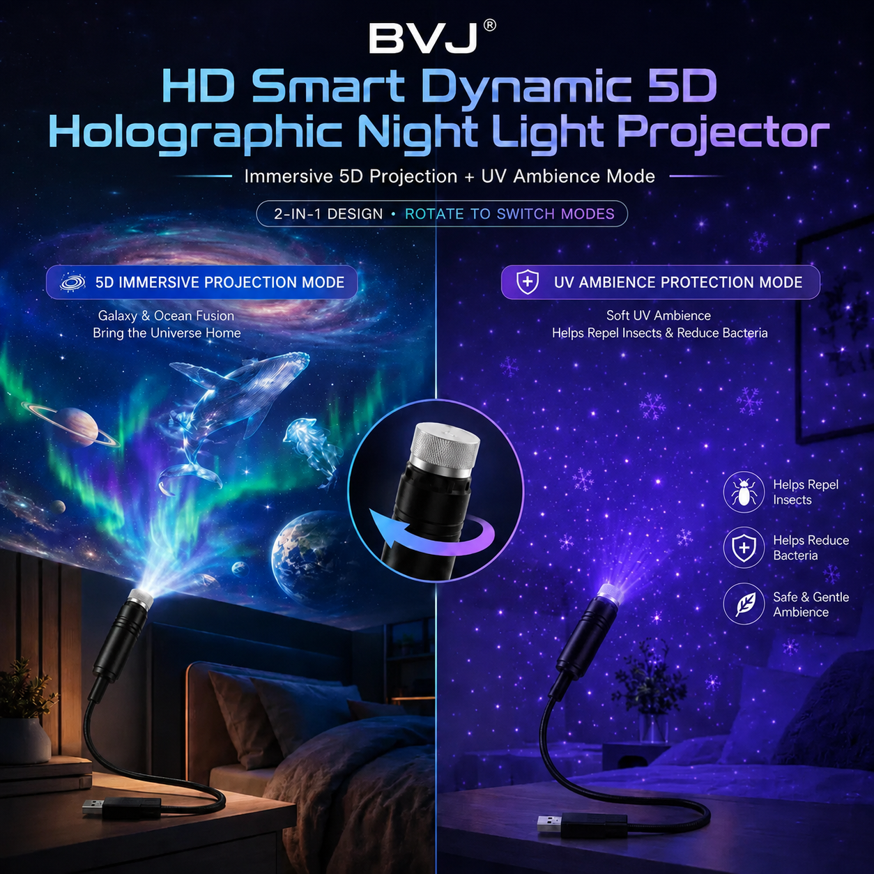 BVJ® 5D Galaxy Ocean Projector for Bedroom 💖💖