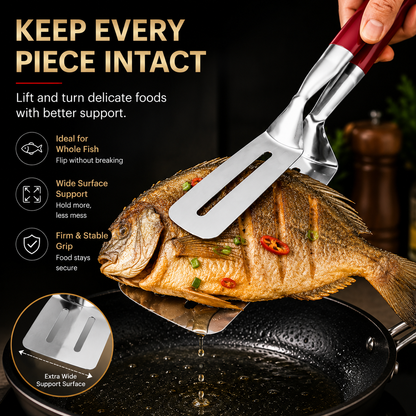 🔥LAST DAY 75% OFF ✨2-in-1 Stainless Steel Spatula Tongs – Grip, Flip & Serve