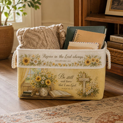 ✝️ Faith-Inspired Foldable Storage Basket – 3 Scripture Designs