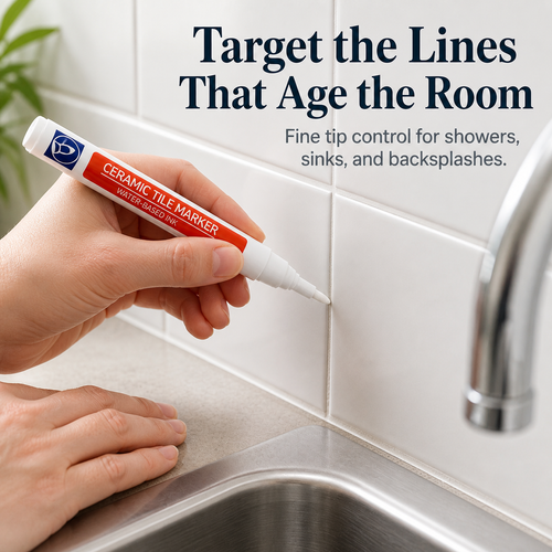 Rental bathroom tile grout refresh