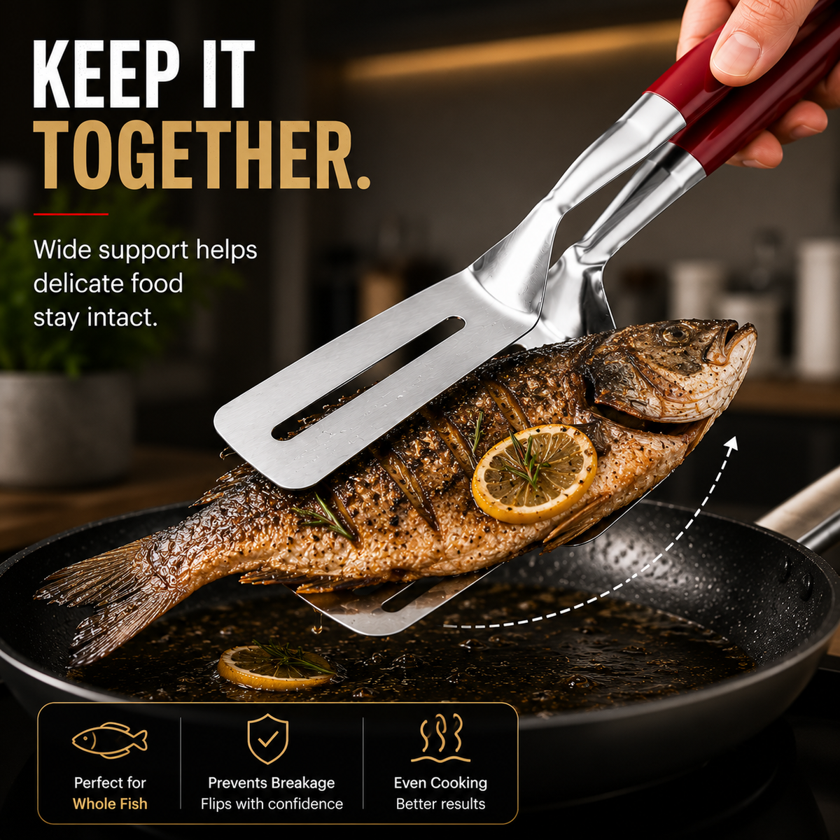 🔥LAST DAY 75% OFF ✨2-in-1 Stainless Steel Spatula Tongs – Grip, Flip & Serve