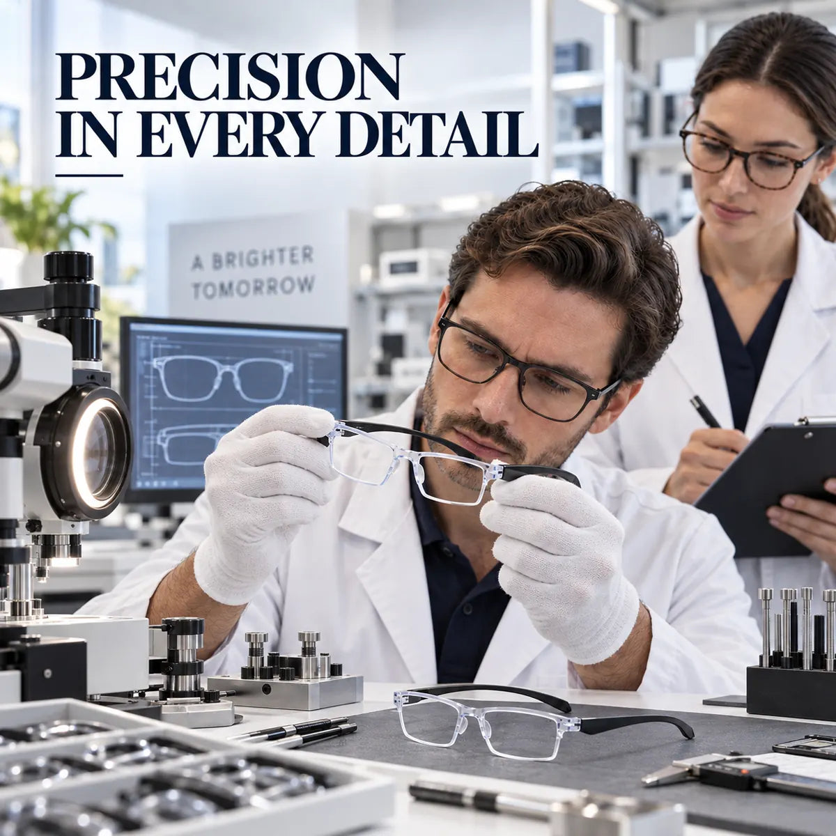 Professional precision inspection for clear frame glasses