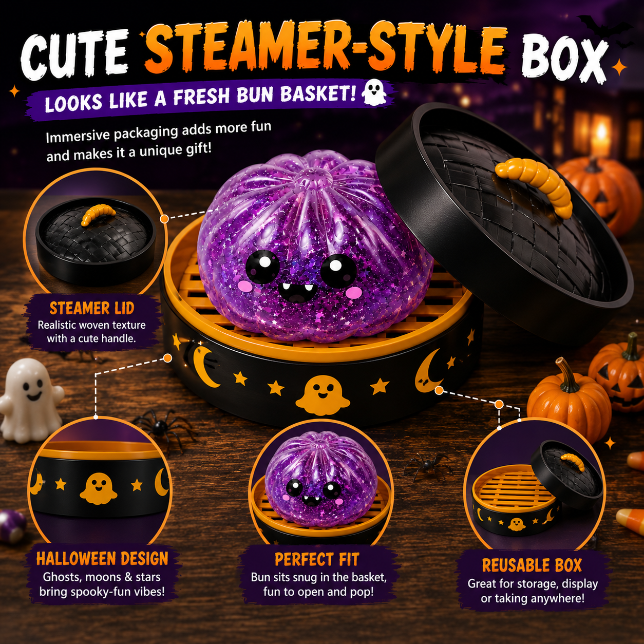 🎃 Halloween Steamed Bun Squishy Mystery Box Toy
