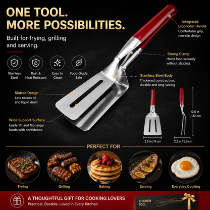🔥LAST DAY 75% OFF ✨2-in-1 Stainless Steel Spatula Tongs – Grip, Flip & Serve
