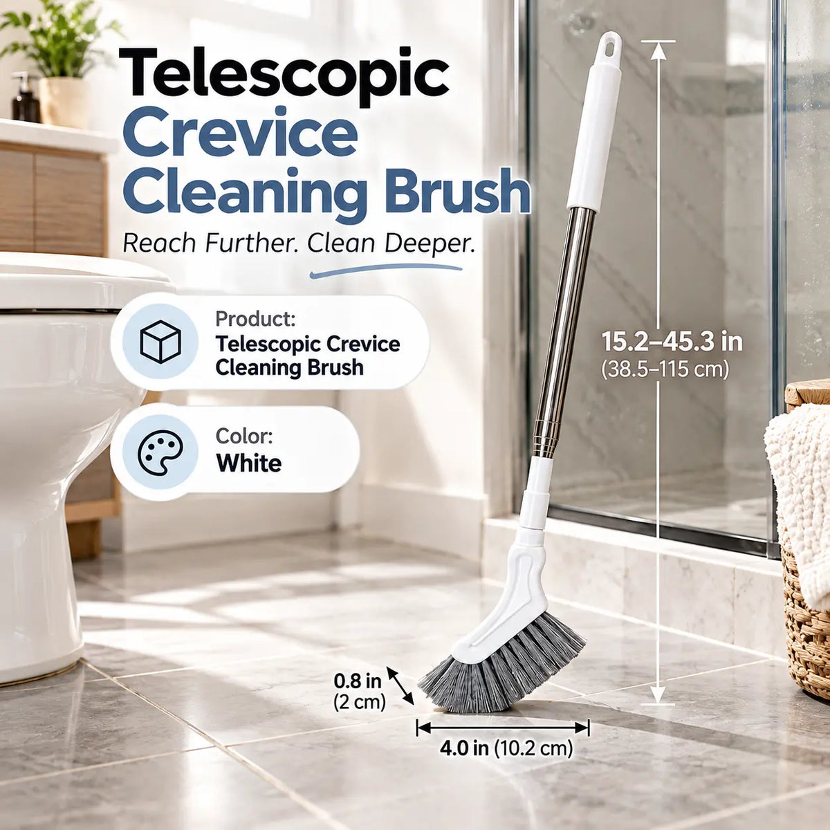 🔥LAST DAY 50% OFF ✨ Telescopic Crevice Cleaning Brush – Long Handle Gap Cleaner for Bathroom, Toilet, Floors & Windows