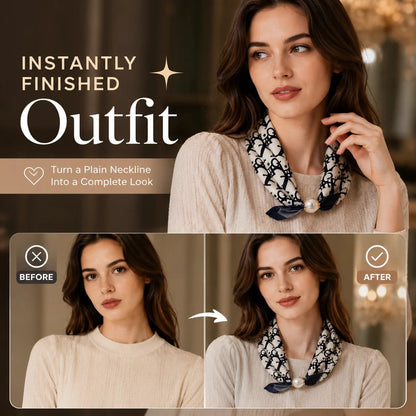 🏆25K+ SOLD 🔥2026 HOT SALE ✨ Effortless Glamour: Pop-On Pearl Necklace Scarf 🧣