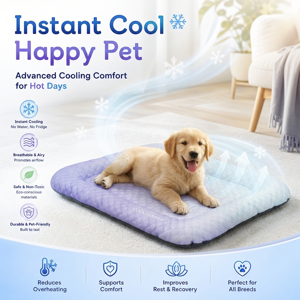 ❄️ Naturally Cool Ice-Silk Pet Mat • Breathable, Washable & Soft