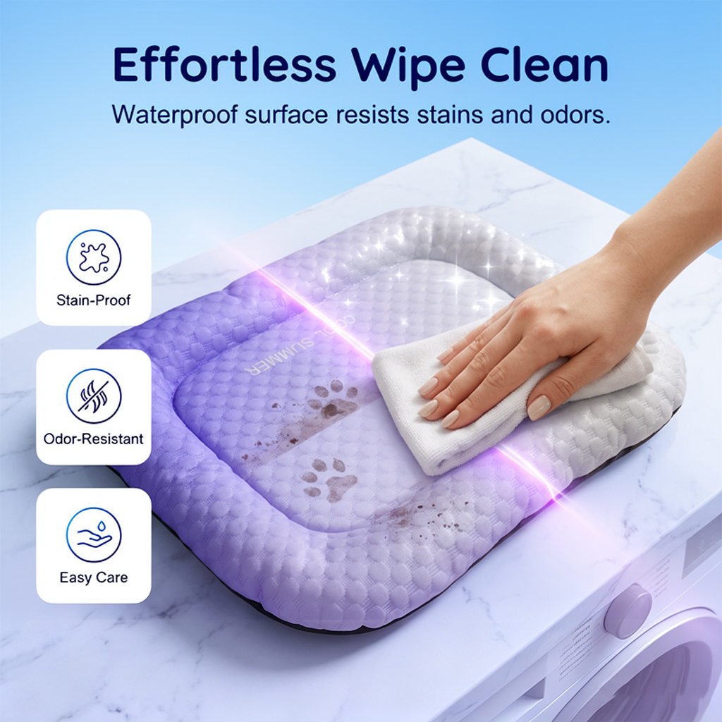 ❄️ Naturally Cool Ice-Silk Pet Mat • Breathable, Washable & Soft