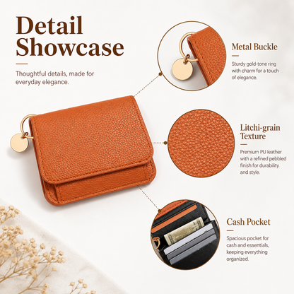 Women's Elegant Minimalist Short Slim Wallet All-match Trendy Mini 3 Bifold Purse RFID Blocking Card Holder Money Clip ID Window Compact Coin Purse Ideal Gift