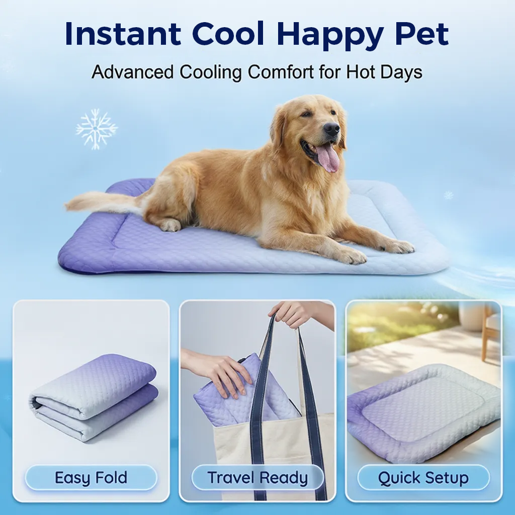 ❄️ Naturally Cool Ice-Silk Pet Mat • Breathable, Washable & Soft