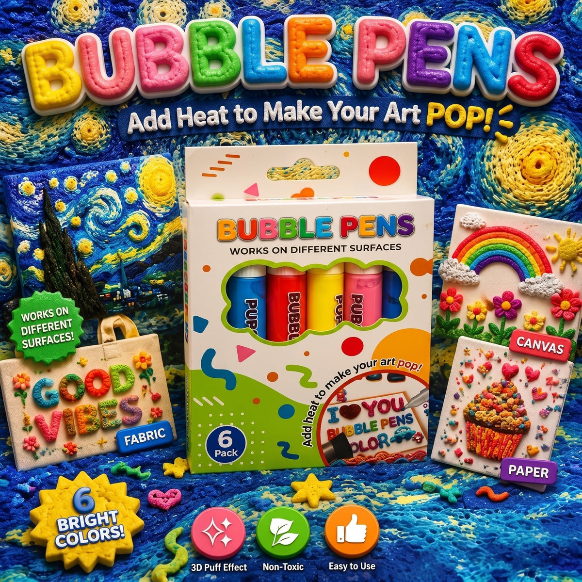 🔮Magic Pen – Draw 3D with one stroke!🎄 DIY Bubble Popcorn Drawing Pens 🔥