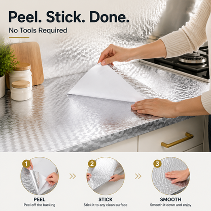 Peel & Stick Kitchen Makeover Film – Waterproof DIY Countertop & Cabinet Cover