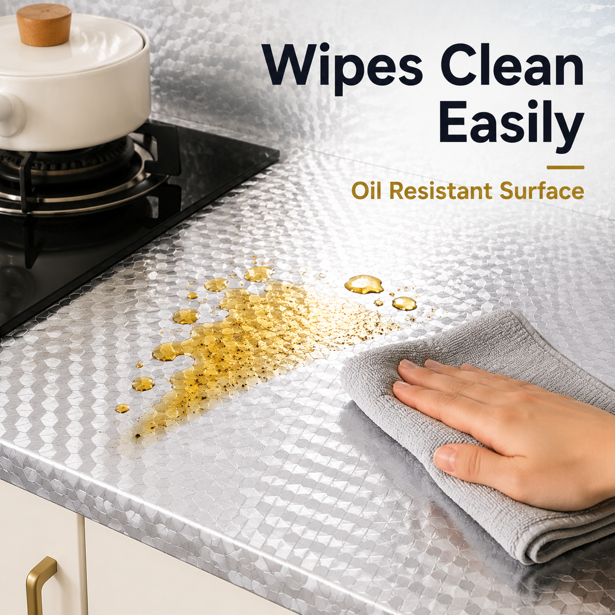 Peel & Stick Kitchen Makeover Film – Waterproof DIY Countertop & Cabinet Cover
