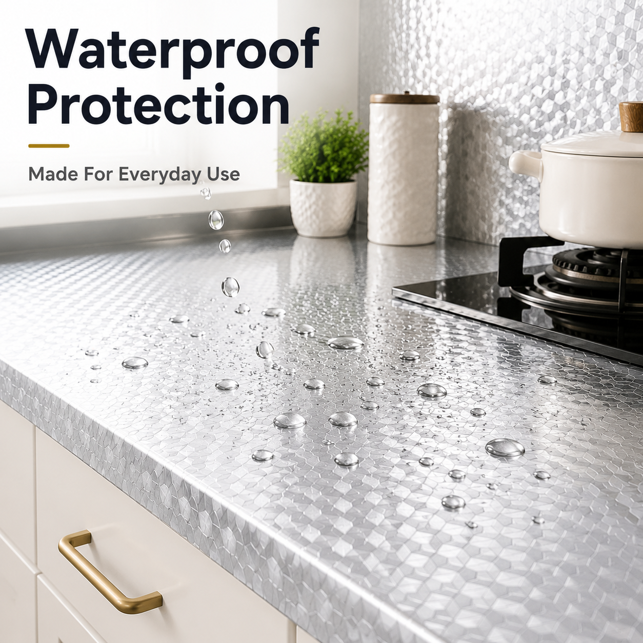 Peel & Stick Kitchen Makeover Film – Waterproof DIY Countertop & Cabinet Cover