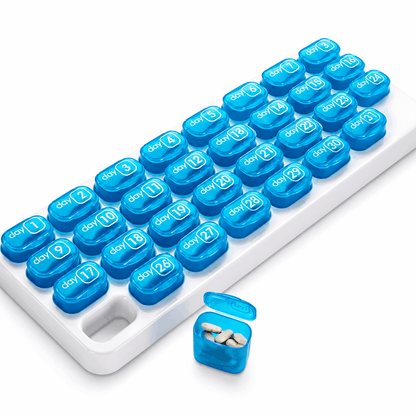 Dobryla® Monthly Pill Organizer with Lid Travel Case for Vitamins & Medications