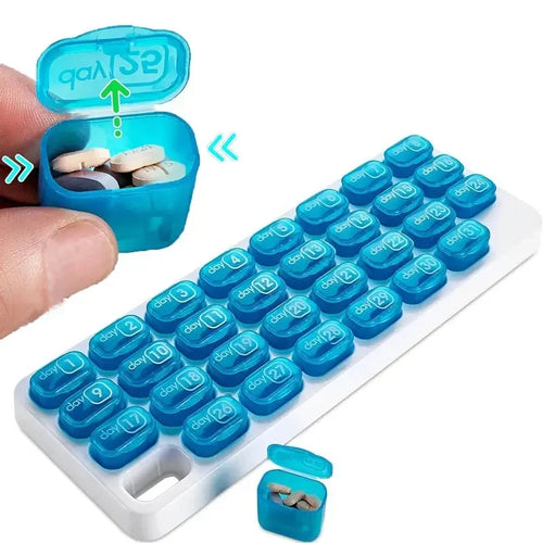 Dobryla® Monthly Pill Organizer with Lid Travel Case for Vitamins & Medications