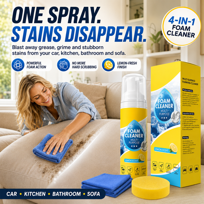 🔥 4-in-1 Multi-Enzyme Foam Cleaner – Deep Clean Car, Kitchen, Bathroom & Sofa