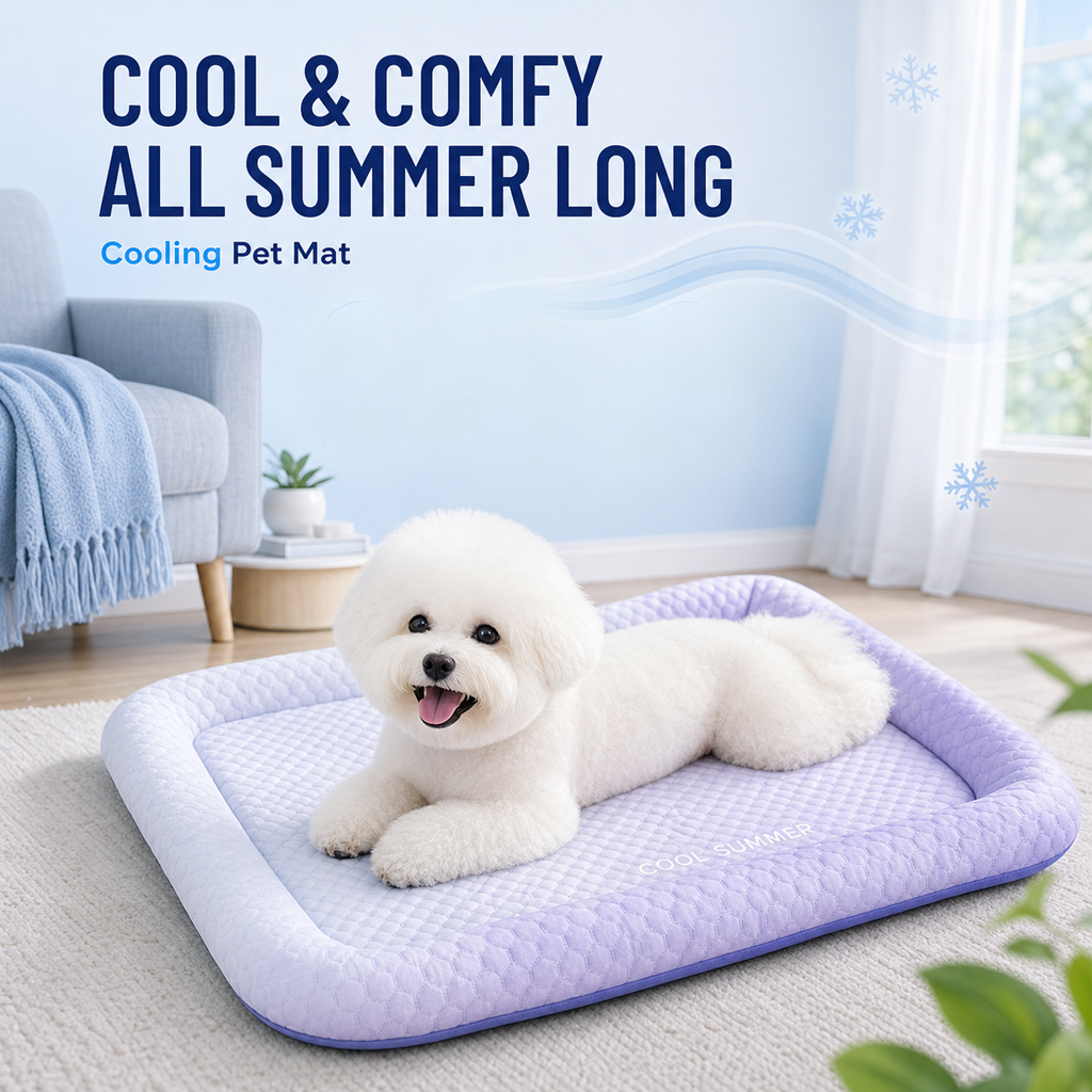❄️ Naturally Cool Ice-Silk Pet Mat • Breathable, Washable & Soft