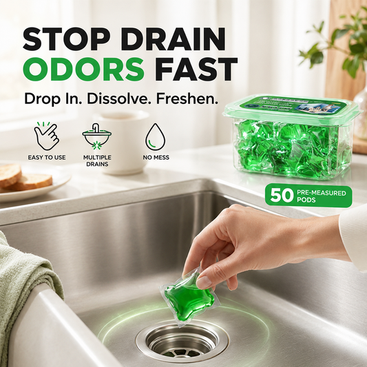 ⏳ FINAL 24 HOURS · 50% OFF💧 Drain Deodorizer Capsules – Drop In For Fresher Drains