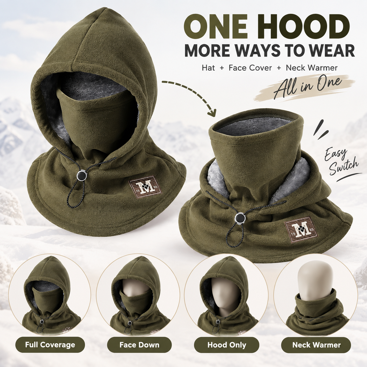 🔥LAST DAY 50% OFF ✨ 3-in-1 Winter Fleece Balaclava Hood 🧣❄️ Warm Face, Ear & Neck Cover