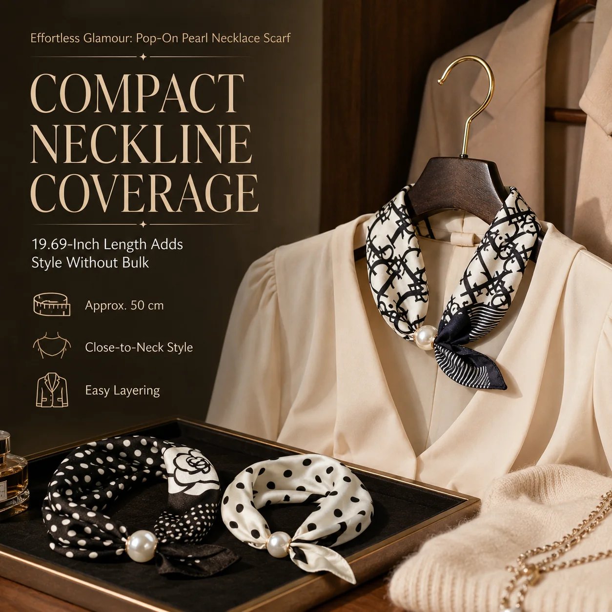 🏆25K+ SOLD 🔥2026 HOT SALE ✨ Effortless Glamour: Pop-On Pearl Necklace Scarf 🧣