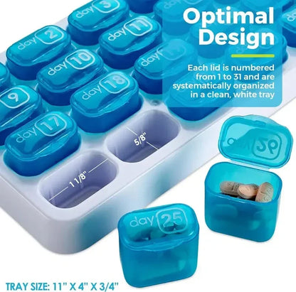 Dobryla® Monthly Pill Organizer with Lid Travel Case for Vitamins & Medications