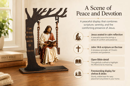 ✝️  Jesus Swing Ornament – John 14:6 Faith Table Decor | Christian Bible Verse Home Decoration