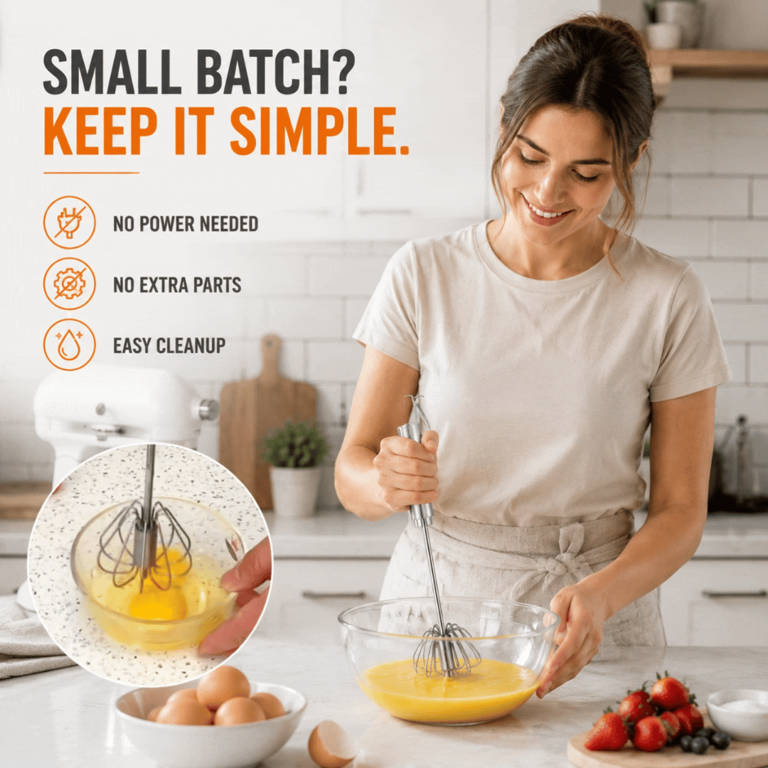 🥄LAST DAY 50% OFF ✨ Stainless Steel Hand-Push Rotary Whisk – Effortless Mixing in Seconds!