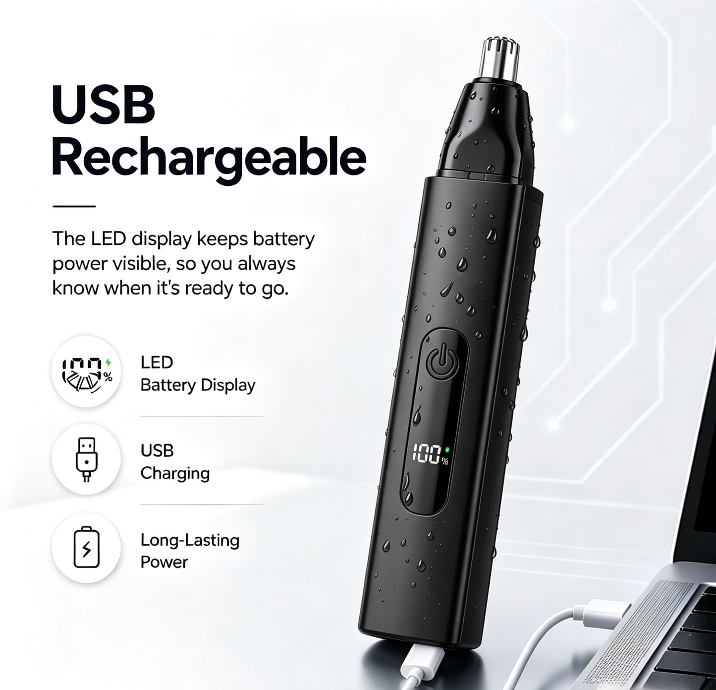 Professional LED Display Nose & Ear Trimmer, Painless Travel Gifts for Men Women.