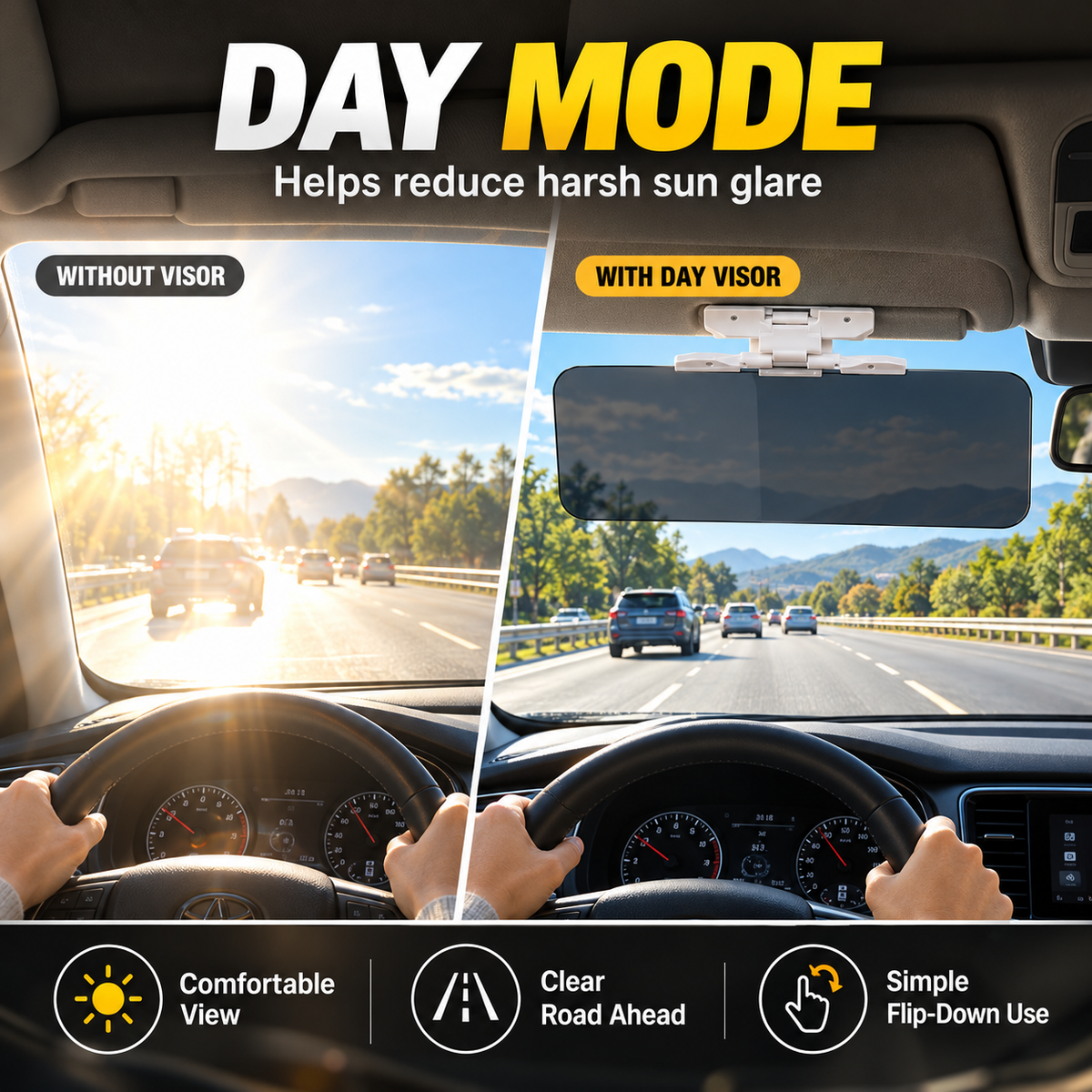 🚗 Clip-On Car Visor – Day & Night Dual Panels