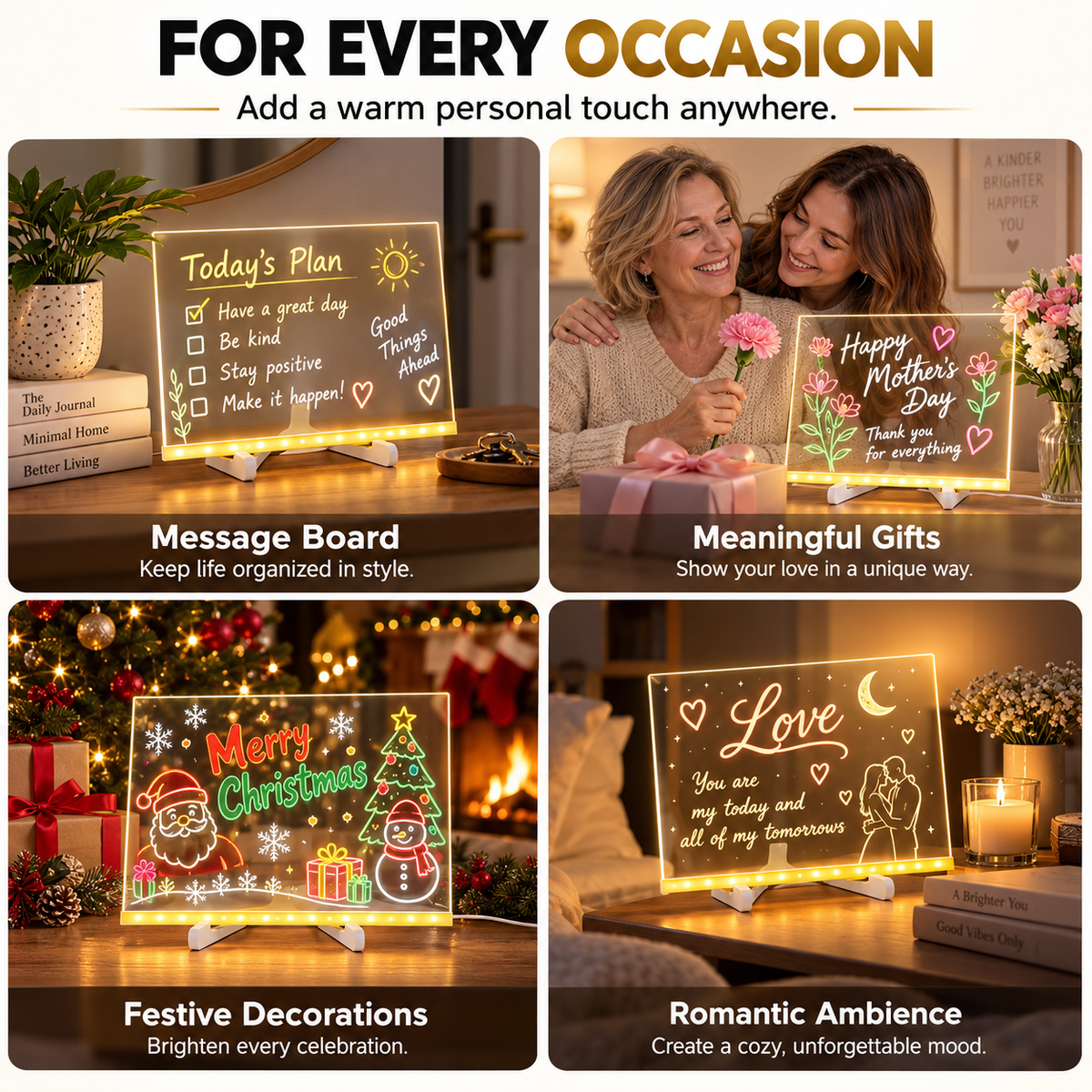 🔥LAST DAY 50% OFF ✨ Creative Rewritable Acrylic LED Message Board 🎨 (set come with 7 Pens)