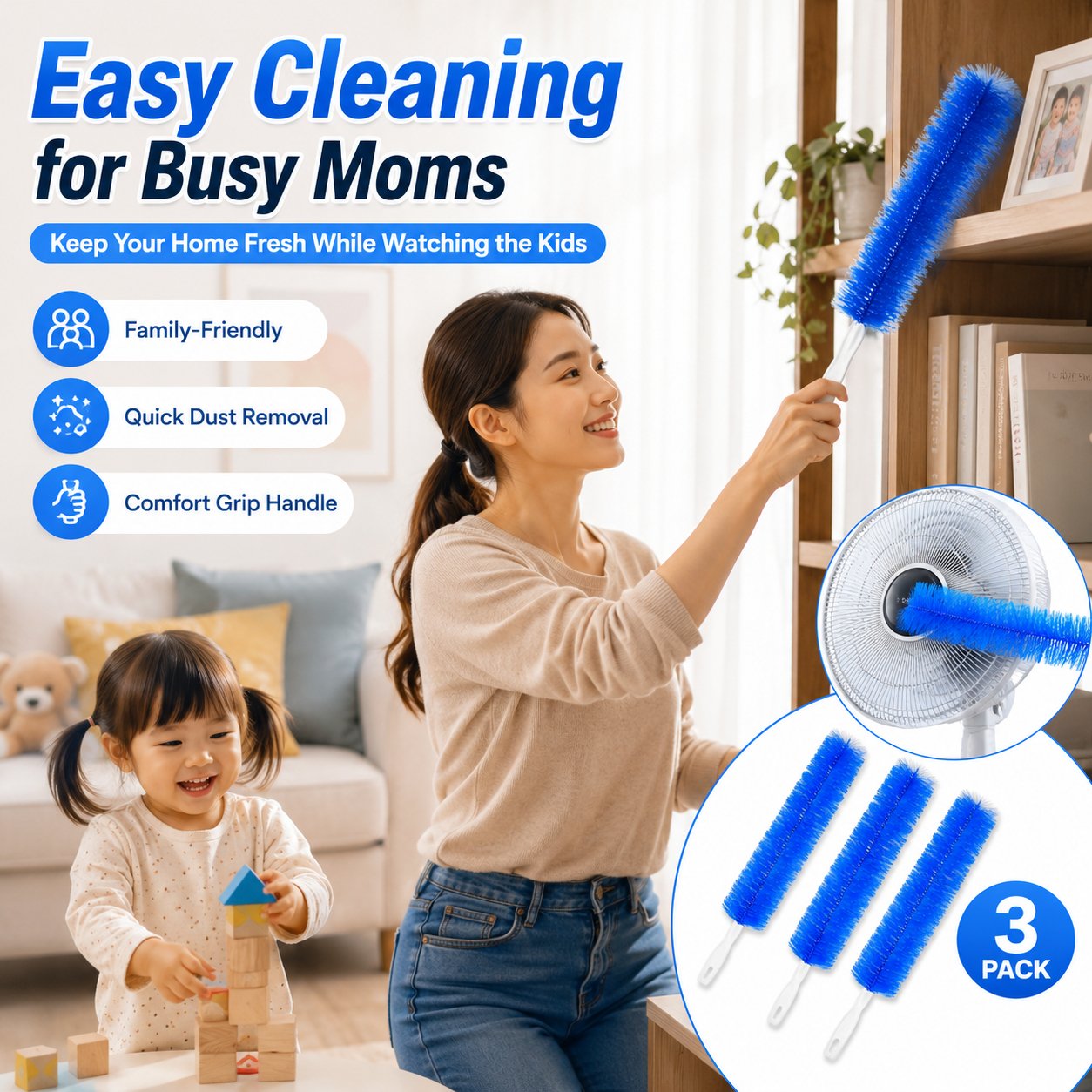 🔥Latest 2026 360-Degree Cleaning Brush – 50% Off🔥Bendable Microfiber Head,Reusable Dust Remover