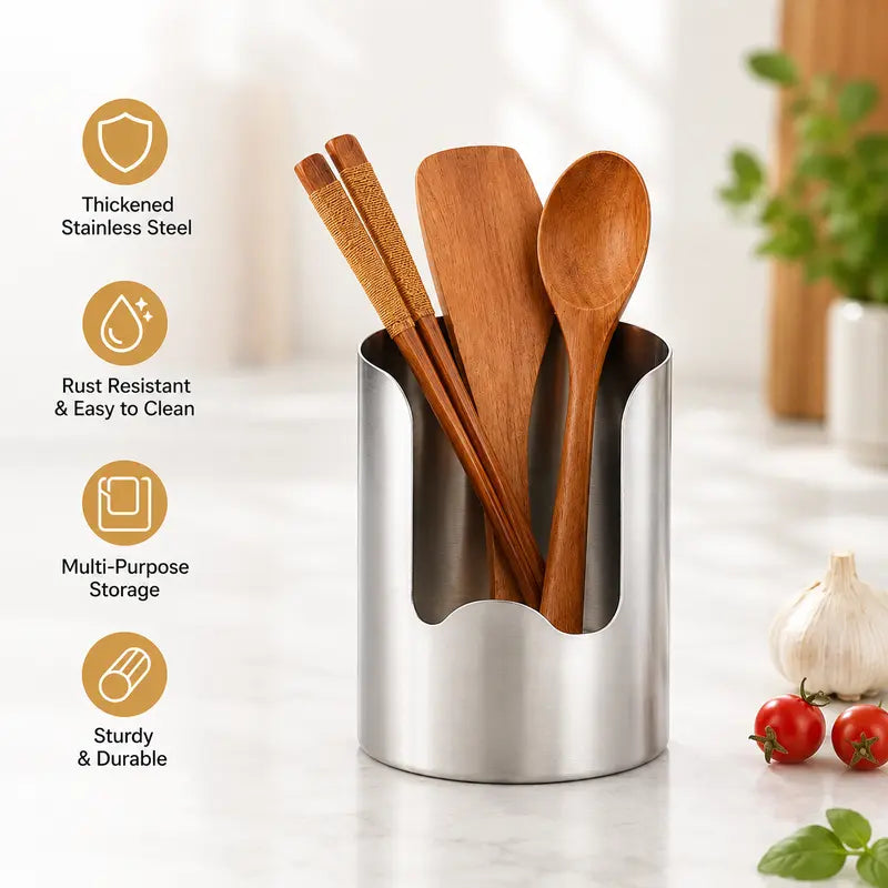 🔥LAST DAY 70% OFF ✨Thickened Stainless Steel Utensil Organizer, Rust Resistant Easy to Clean