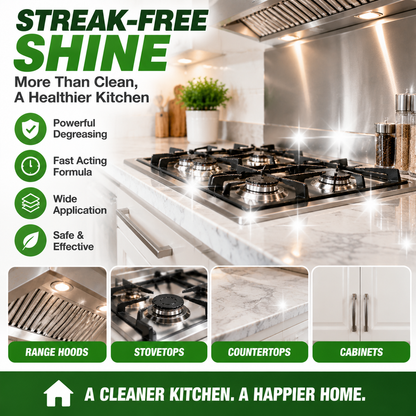 Heavy Duty Kitchen Degreaser Spray – Powerful Grease Remover For Stove, Oven, Cabinets & Multiple Surfaces