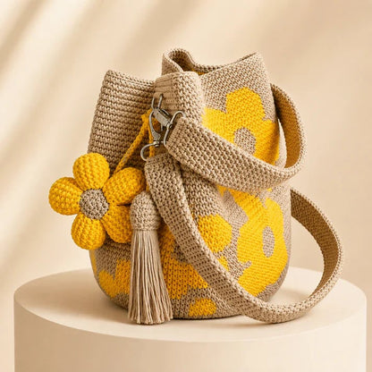 Handwoven Flower Bucket Bag