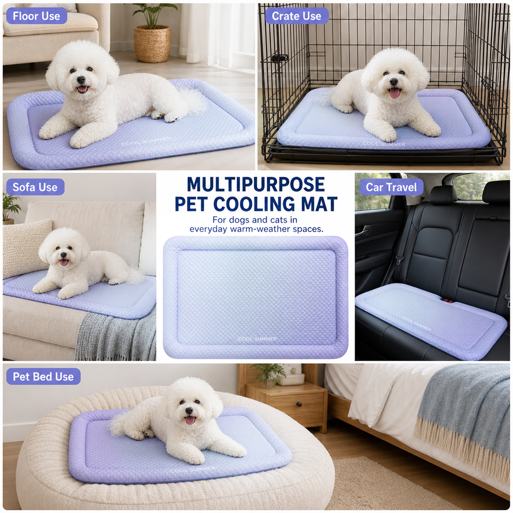 ❄️ Naturally Cool Ice-Silk Pet Mat • Breathable, Washable & Soft