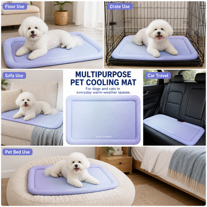 ❄️ Naturally Cool Ice-Silk Pet Mat • Breathable, Washable & Soft