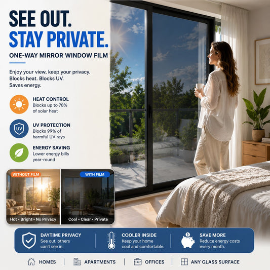 Dobryla® One-Way Mirror Window Film – Heat Control & UV Protection