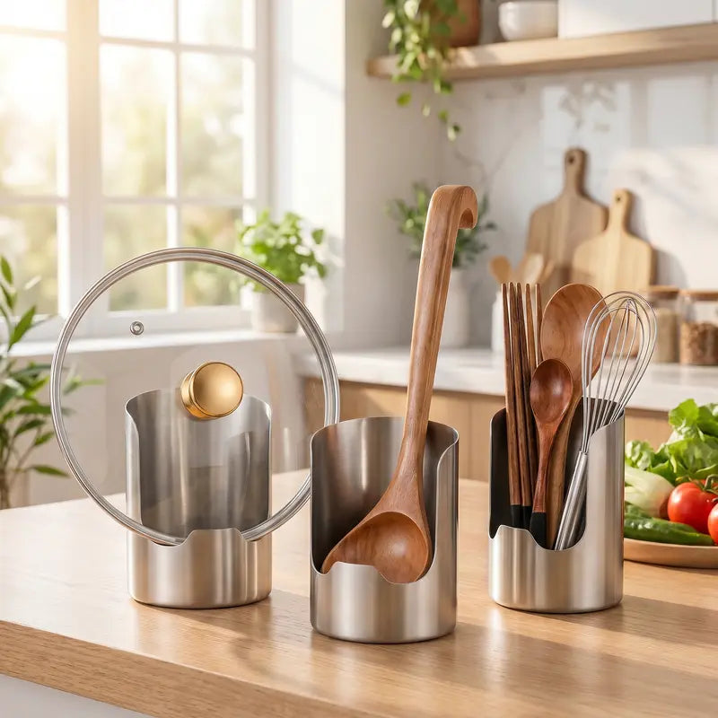 🔥LAST DAY 70% OFF ✨Thickened Stainless Steel Utensil Organizer, Rust Resistant Easy to Clean