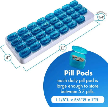 Dobryla® Monthly Pill Organizer with Lid Travel Case for Vitamins & Medications