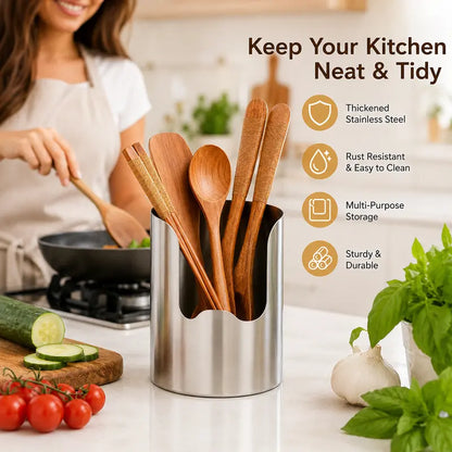 🔥LAST DAY 70% OFF ✨Thickened Stainless Steel Utensil Organizer, Rust Resistant Easy to Clean
