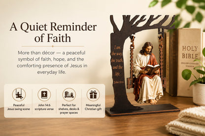 ✝️  Jesus Swing Ornament – John 14:6 Faith Table Decor | Christian Bible Verse Home Decoration