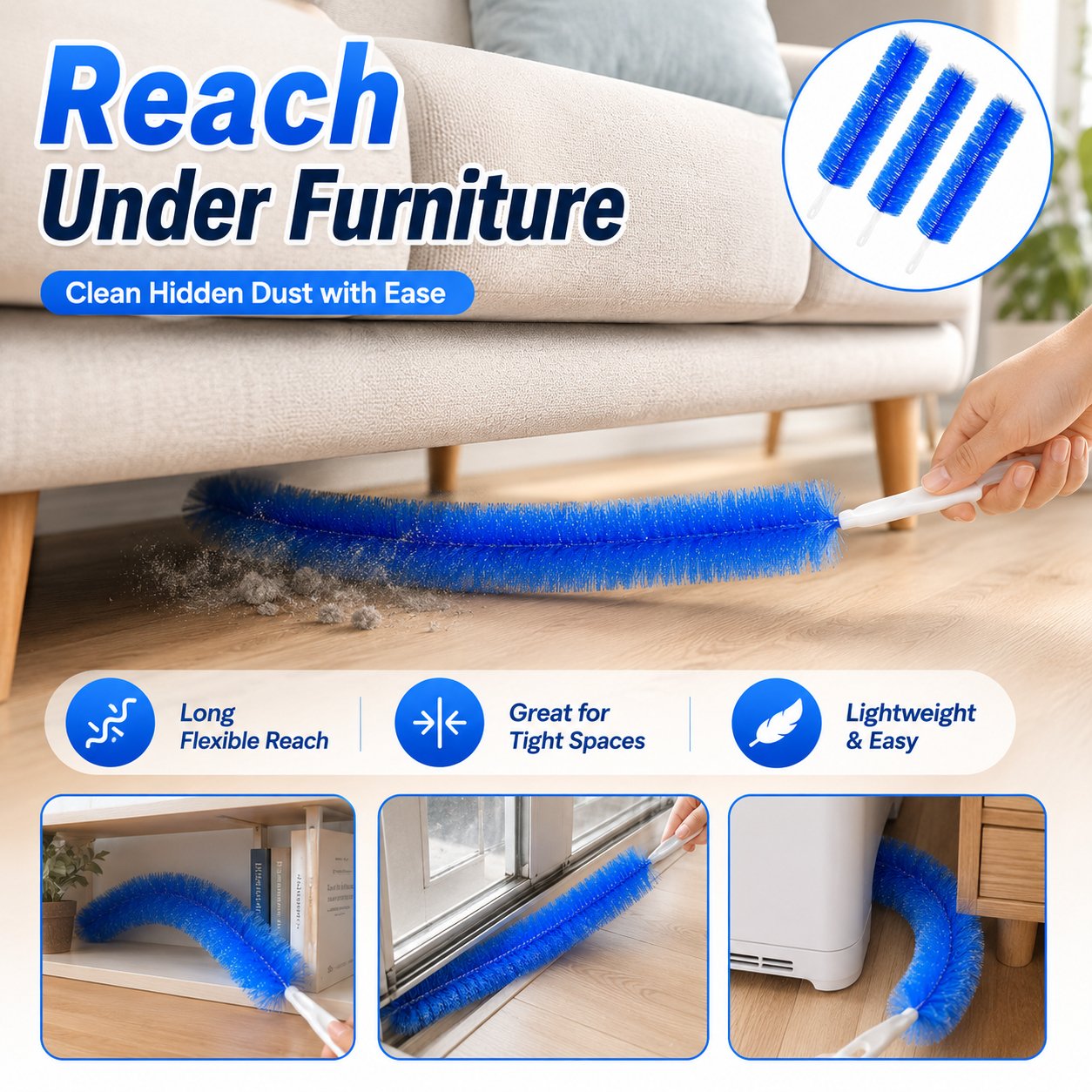 🔥Latest 2026 360-Degree Cleaning Brush – 50% Off🔥Bendable Microfiber Head,Reusable Dust Remover