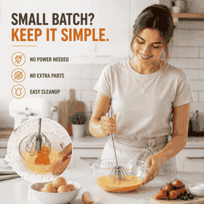 🥄LAST DAY 50% OFF ✨ Stainless Steel Hand-Push Rotary Whisk – Effortless Mixing in Seconds!