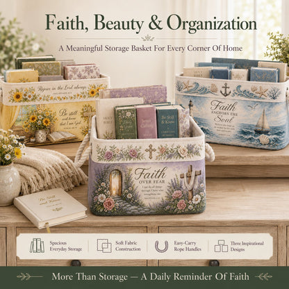 ✝️ Faith-Inspired Foldable Storage Basket – 3 Scripture Designs