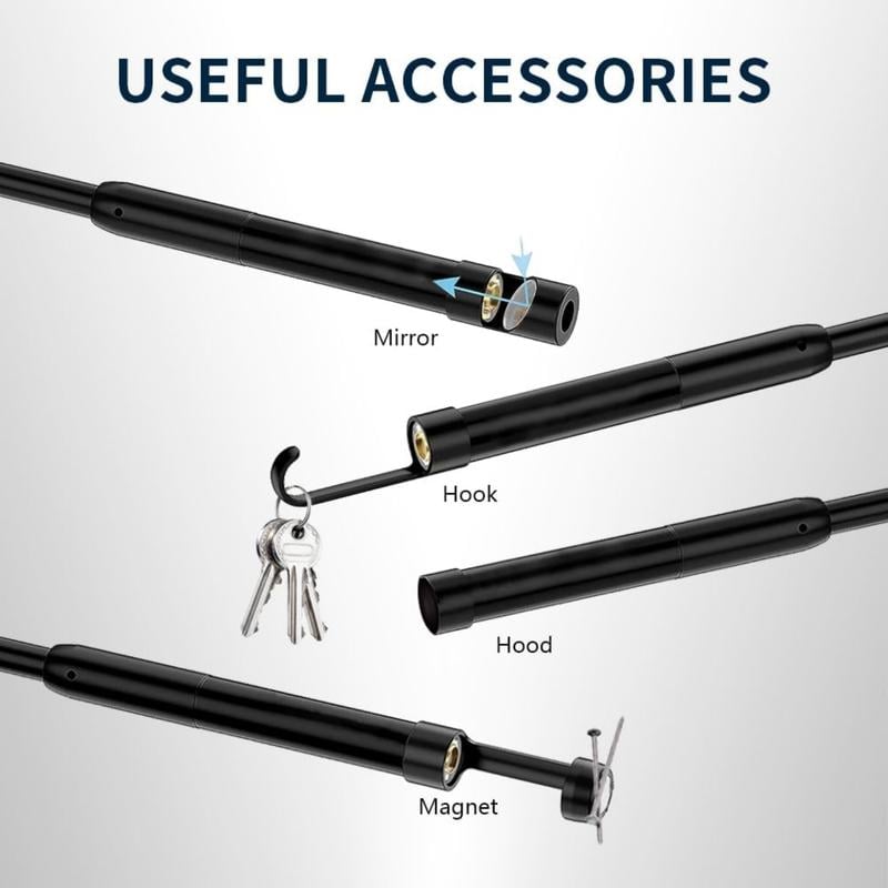 16.4FT HD Borescope Camera with Semi-Rigid Cable & Multi-Use Accessory Kit