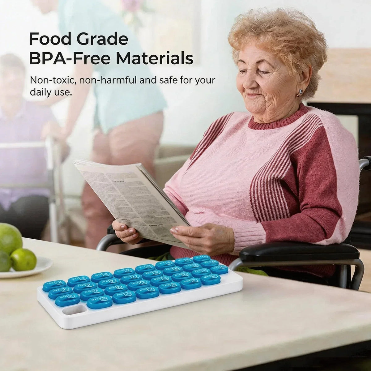Dobryla® Monthly Pill Organizer with Lid Travel Case for Vitamins & Medications