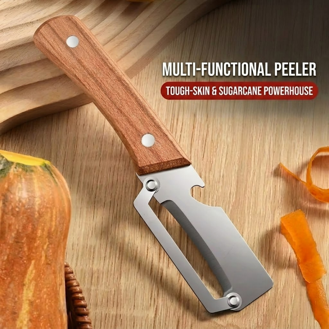 🔥💕LAST DAY 75% OFF ✨3-in-1 Stainless Steel Vegetable Peeler with Wooden Handle & Bottle Opener