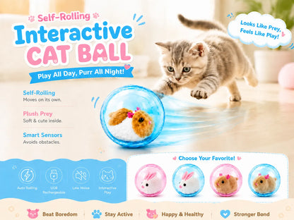 🔥💓LAST DAY 50% OFF ✨ Self-Rolling Interactive Cat Ball