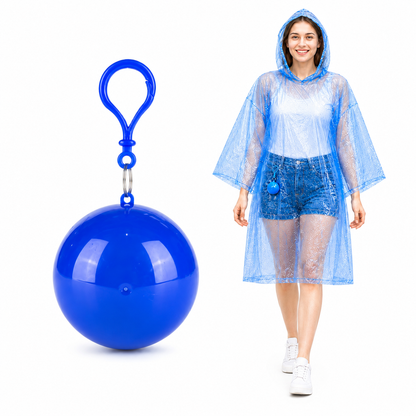 Portable Hooded Rain Poncho – Waterproof Tear-Resistant Emergency Raincoat with Keychain Case